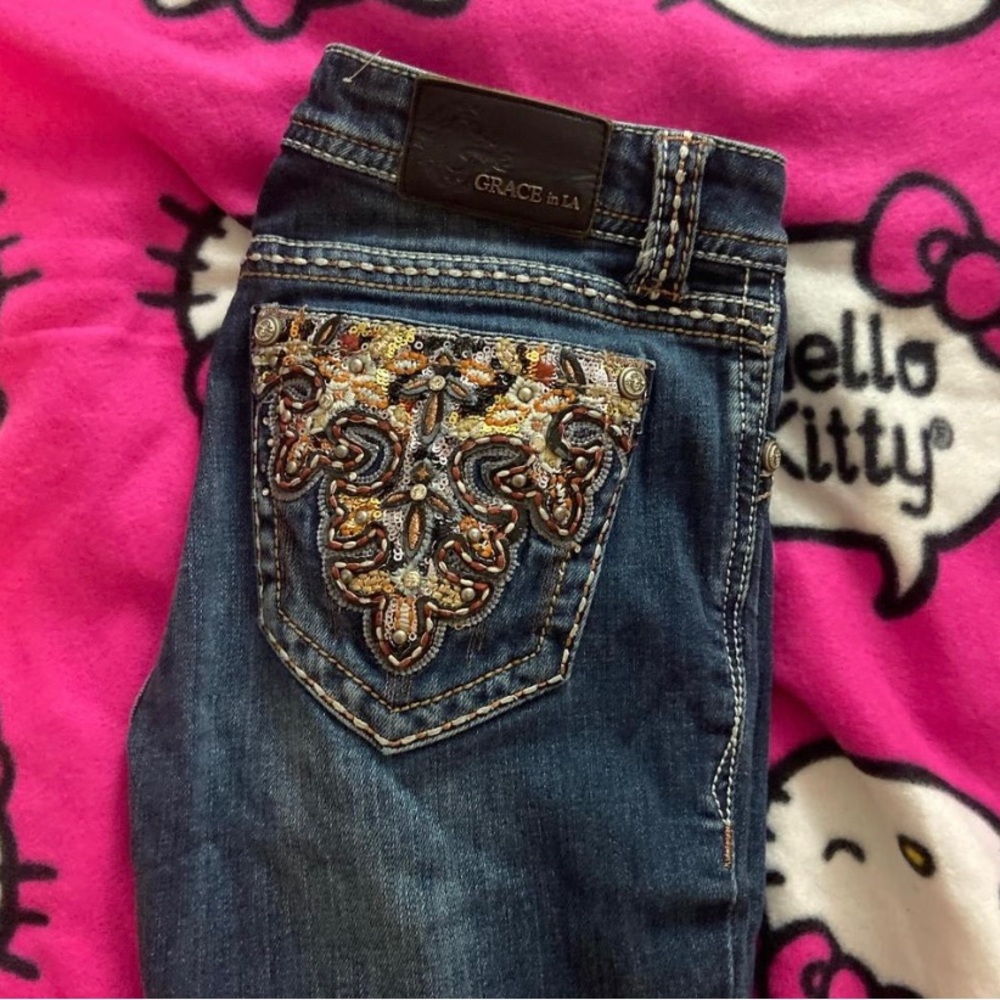 Grace in LA Women's Blue Embellished Jeans
